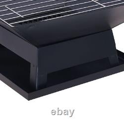 Outdoor Fire Pit, Square BBQ Grill Brazier Heater, Cast Iron 18 Garden Fire Pit