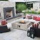 Outdoor Garden Concrete Gas Fire Pit Table Heater, Glass, Lava Rocks And Cover