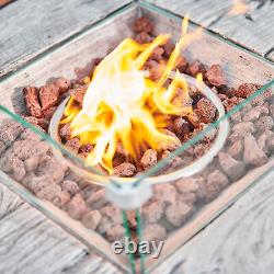Outdoor Garden Rattan Propane Gas Fire Pit Table, Smokeless Firepit