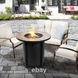 Outdoor Garden Round Gas Fire Pit Table Heater, Lava Rocks & Cover