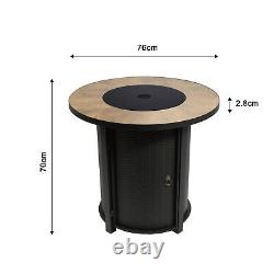 Outdoor Garden Round Gas Fire Pit Table Heater, Lava Rocks & Cover