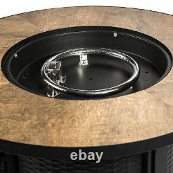 Outdoor Garden Round Gas Fire Pit Table Heater, Lava Rocks & Cover