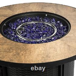 Outdoor Garden Round Gas Fire Pit Table Heater, Lava Rocks & Cover