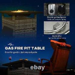 Outdoor PE Rattan Fire Pits for Garden, 50,000 BTU Propane Fire Pit Burner
