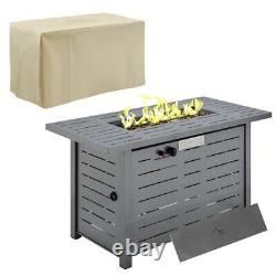 Outdoor Propane Fire Pit Table 50000 BTU Gas Firepit With Cover and Lava Rocks
