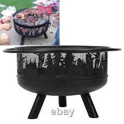 Outdoor Round Fire Pit Metal Garden Stove Brazier For Barbecue, Heating/Cooling