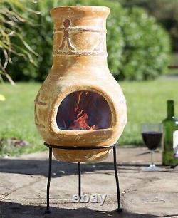 Outdoor Terracotta Log Fire Pit Clay Chimenea Chimney