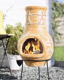 Outdoor Terracotta Log Fire Pit Clay Chimenea Chimney