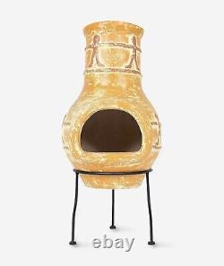 Outdoor Terracotta Log Fire Pit Clay Chimenea Chimney