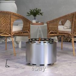 Outsunny 48.5cm Smokeless Wood Burning Firepit Stainless Steel Fire Pit, Silver