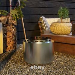 Outsunny 48.5cm Smokeless Wood Burning Firepit Stainless Steel Fire Pit, Silver