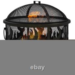 Outsunny 61.5cm 2-In-1 Outdoor Fire Pit & Firewood BBQ Garden Cooker Heater