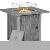 Outsunny Gas Fire Pit Table With 40,000 Btu Burner, Cover, Glass Screen, Grey