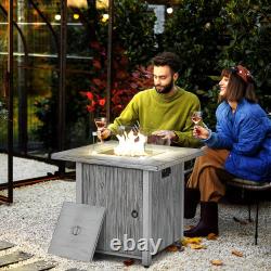 Outsunny Gas Fire Pit Table with 40,000 BTU Burner, Cover, Glass Screen, Grey