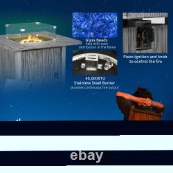 Outsunny Gas Fire Pit Table with 40,000 BTU Burner, Cover, Glass Screen, Grey