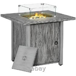 Outsunny Gas Fire Pit Table with 40,000 BTU Burner, Cover, Glass Screen, Grey