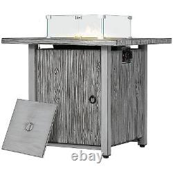 Outsunny Gas Fire Pit Table with 40,000 BTU Burner, Cover, Glass Screen, Grey