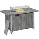 Outsunny Gas Fire Pit Table With 50,000 Btu Burner, Cover, Glass Screen, Grey