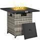 Outsunny Gas Fire Pit Table With Rain Cover, Mesh Lid & Lava Stone, 40,000 Btu