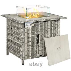 Outsunny Gas Fire Pit Table with Rain Cover, Windscreen & Lava Stone, 50,000 BTU