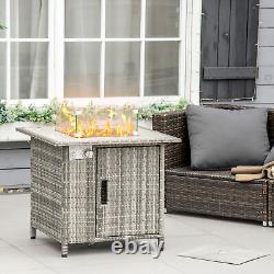 Outsunny Gas Fire Pit Table with Rain Cover, Windscreen & Lava Stone, 50,000 BTU