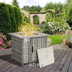 Outsunny Gas Fire Pit Table with Rain Cover, Windscreen & Lava Stone, 50,000 BTU