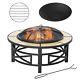 Outsunny Outdoor Fire Pit Firepit Bowl With Grill Spark Mesh And Fire Poker