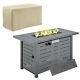 Outsunny Outdoor Gas Fire Pit Table Smokeless Firepit With Rain Cover, Lid, Grey