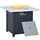 Outsunny Outdoor Propane Gas Fire Pit Table With Lid And Lava Rocks, Black