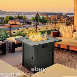 Outsunny Outdoor Propane Gas Fire Pit Table with Rain Cover, 40000 BTU, Black