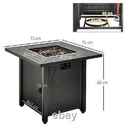 Outsunny Outdoor Propane Gas Fire Pit Table with Rain Cover, 40000 BTU, Black