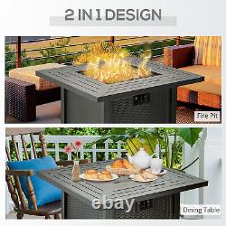 Outsunny Outdoor Propane Gas Fire Pit Table with Rain Cover, 40000 BTU, Black