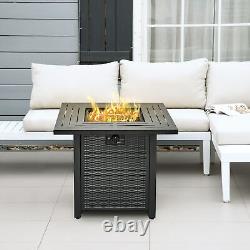 Outsunny Outdoor Propane Gas Fire Pit Table with Rain Cover, 40000 BTU, Black