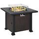Outsunny Outdoor Propane Gas Fire Pit Table With Wind Screen & Glass Beads, Black