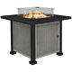 Outsunny Outdoor Propane Gas Fire Pit Table With Wind Screen & Glass Beads, Grey