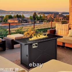 Outsunny Propane Gas Fire Pit Table Rain Cover 50000 BTU Black Patio Garden Heat