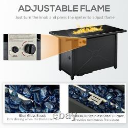 Outsunny Propane Gas Fire Pit Table Rain Cover 50000 BTU Black Patio Garden Heat