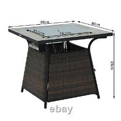 Outsunny Rattan Fire Pit Square Patio Heater with Fire Control Panel for Outdoor