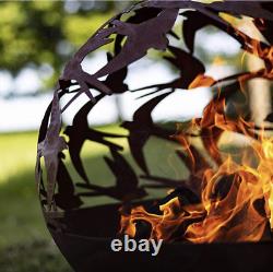 Patio Heater Fire Pit For Garden La Hacienda Swallow Globe Oxidised Steel