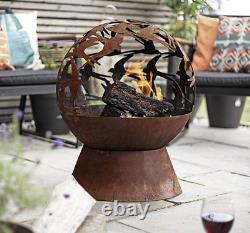 Patio Heater Fire Pit For Garden La Hacienda Swallow Globe Oxidised Steel