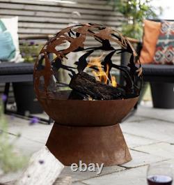 Patio Heater Fire Pit For Garden La Hacienda Swallow Globe Oxidised Steel