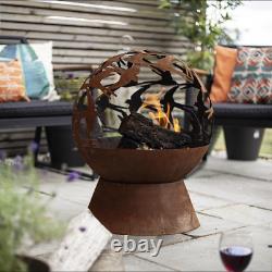 Patio Heater Fire Pit For Garden La Hacienda Swallow Globe Oxidised Steel