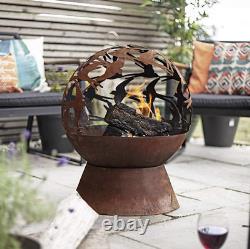 Patio Heater Fire Pit For Garden La Hacienda Swallow Globe Oxidised Steel