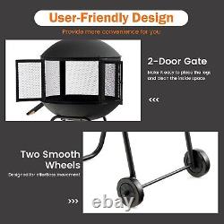 Patio Heater Garden BBQ Fire Pit Outdoor with handles & Wheels Patio Fire Pit