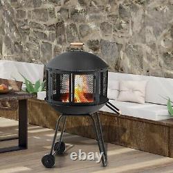 Patio Heater Garden BBQ Fire Pit Outdoor with handles & Wheels Patio Fire Pit