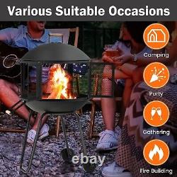 Patio Heater Garden BBQ Fire Pit Outdoor with handles & Wheels Patio Fire Pit