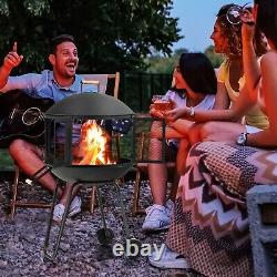 Patio Heater Garden BBQ Fire Pit Outdoor with handles & Wheels Patio Fire Pit