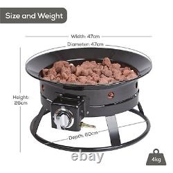 Portable Gas Fire Pit Bowl Round Outdoor Patio Heater 12 KW Smokeless Campfire