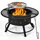 Premium Outdoor Fire Pit Featuring A Detachable Bbq Grill And Log Grate