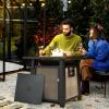 Propane Gas Fire Pit Table With Cover, 50,000 Btu Firepit
